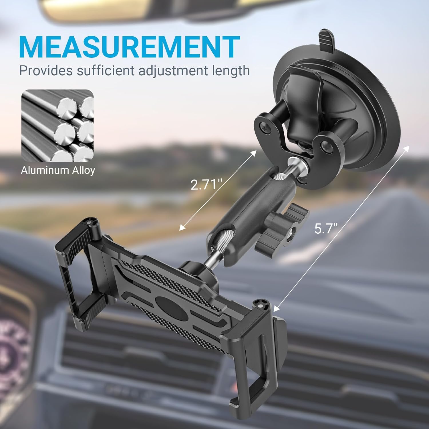 Truck Vacuum Suction Cup Windshield Tablet Mount, Dashboard Heavy Duty 360° Rotation Tablet Holder for Car Tractor, Fit for iPad Pro 12.9 Air Mini, Galaxy Tab and 6.1-15.6" Device with Case