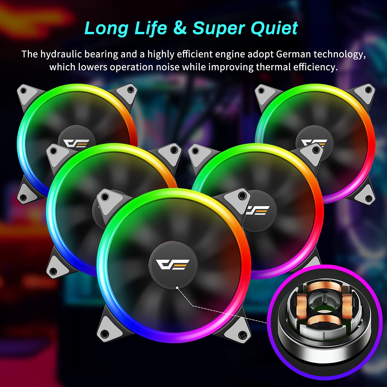 darkFlash 120mm RGB Fan, Addressable ARGB Fans Compatible with Asus