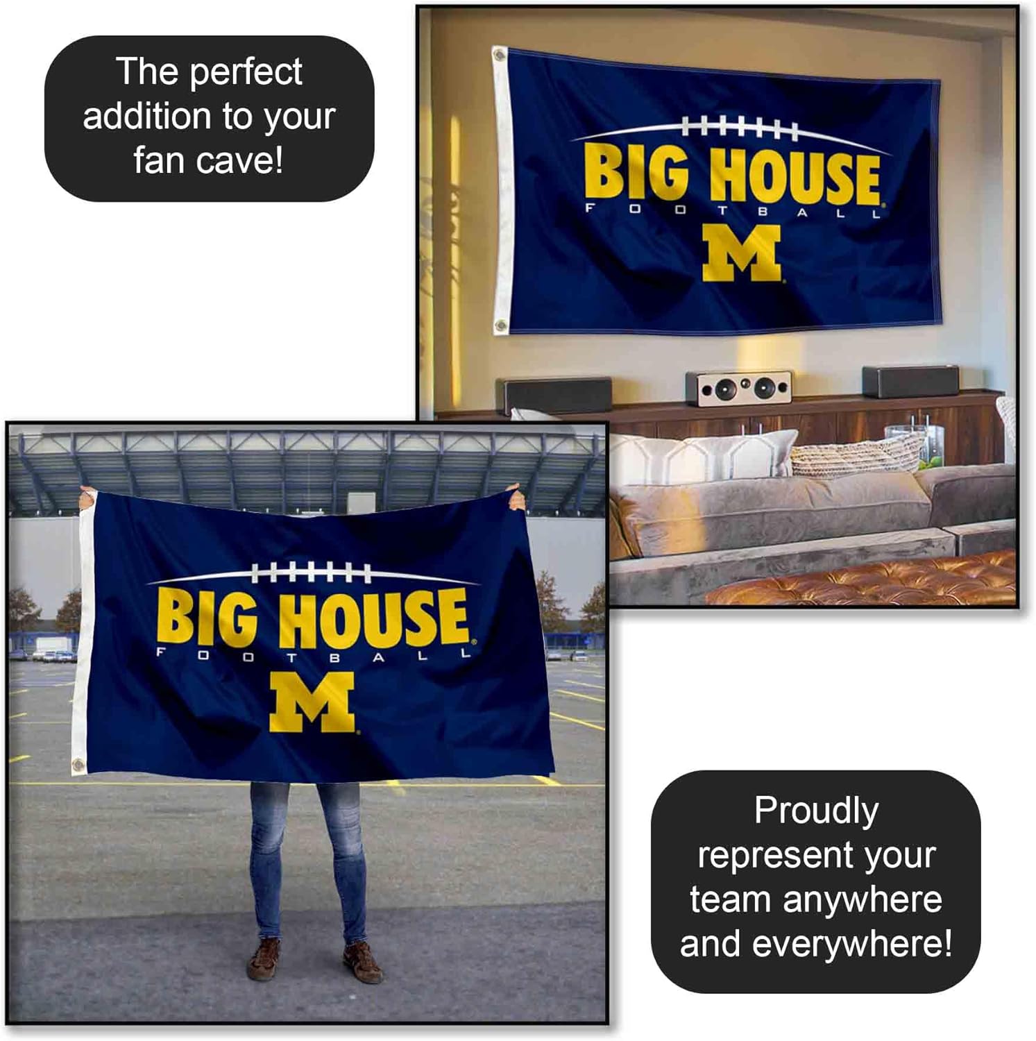 Big House Michigan Large College Flag - Image 5