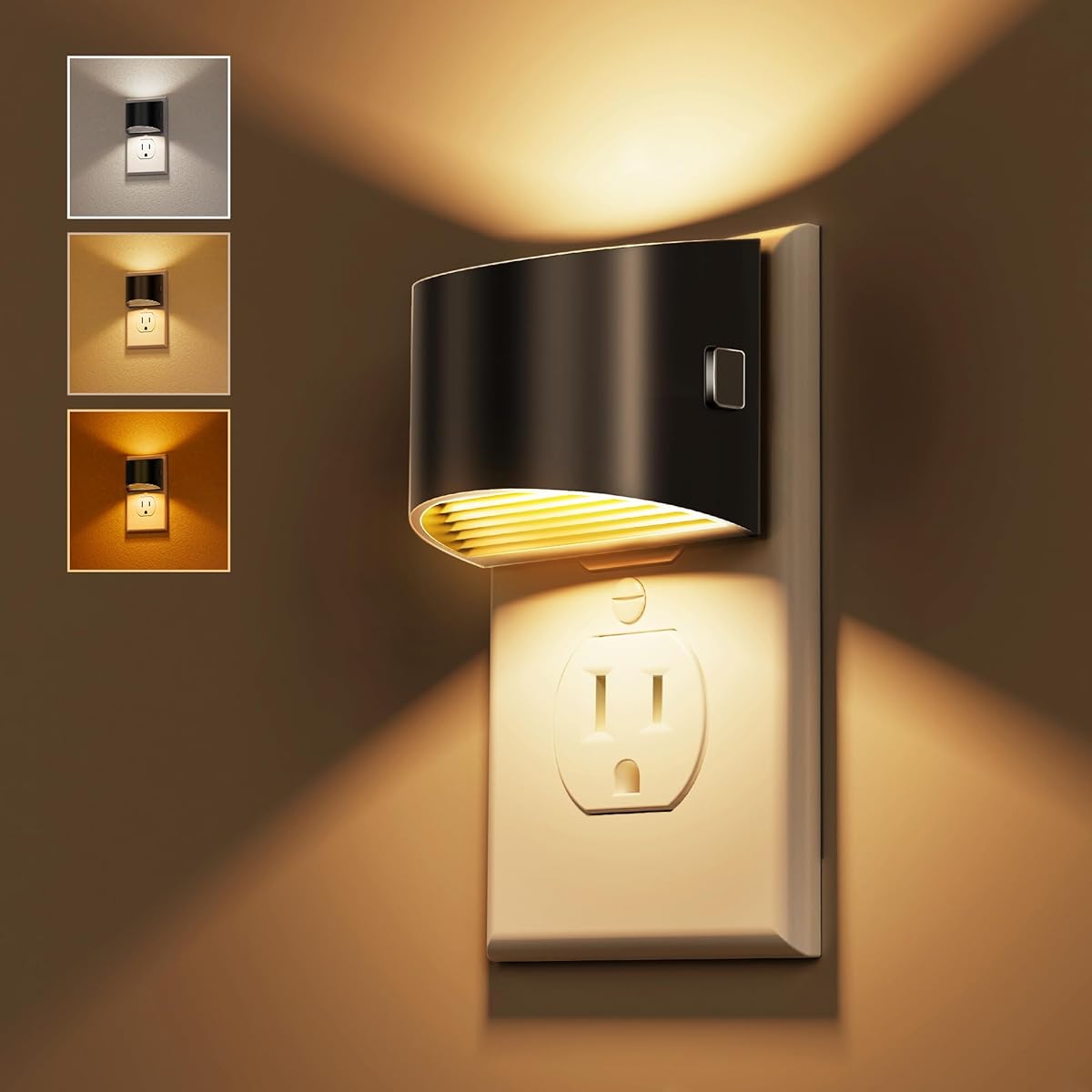 L LOHAS LED Night Lights Plug into Wall with 3CCT Adjustable (1600K/3000K/5000K), 1W Nightlight Plug in Wall, Built in Dusk to Dawn Sensor, 2 Pack