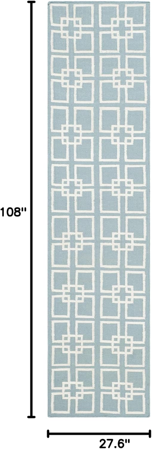 Martha Stewart x SAFAVIEH Area Rug Collection - 2'3" x 9' Runner, Geyser Blue, Handmade Wool & Silk, Ideal for Living Room, Bedroom, Office, Hallway (MSR1151B)