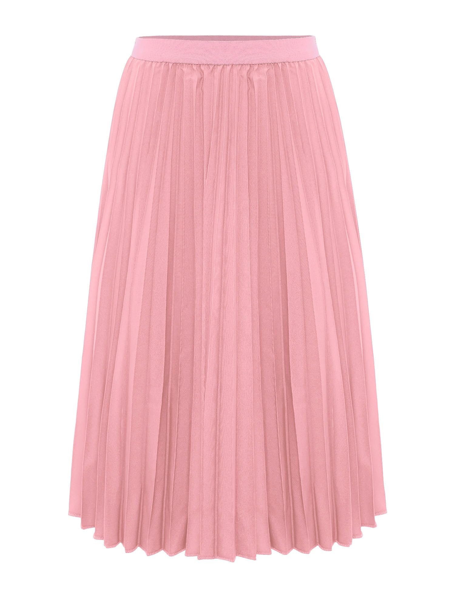 TiaoBug Jupe Longue Plissée Enfant Fille Jupes d'uniforme Scolaire Taille Élastique A-Ligne Robe Mariage Demoiselle d'honneur Jupes de Soirée Décontractées 5-15 Ans
