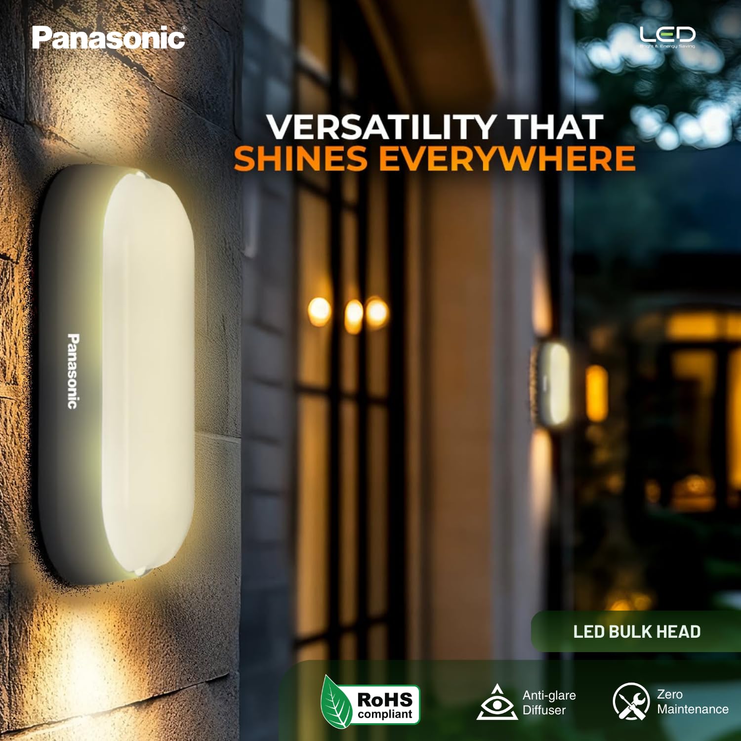 Panasonic LED Bulkhead Light - Outdoor Waterproof -2