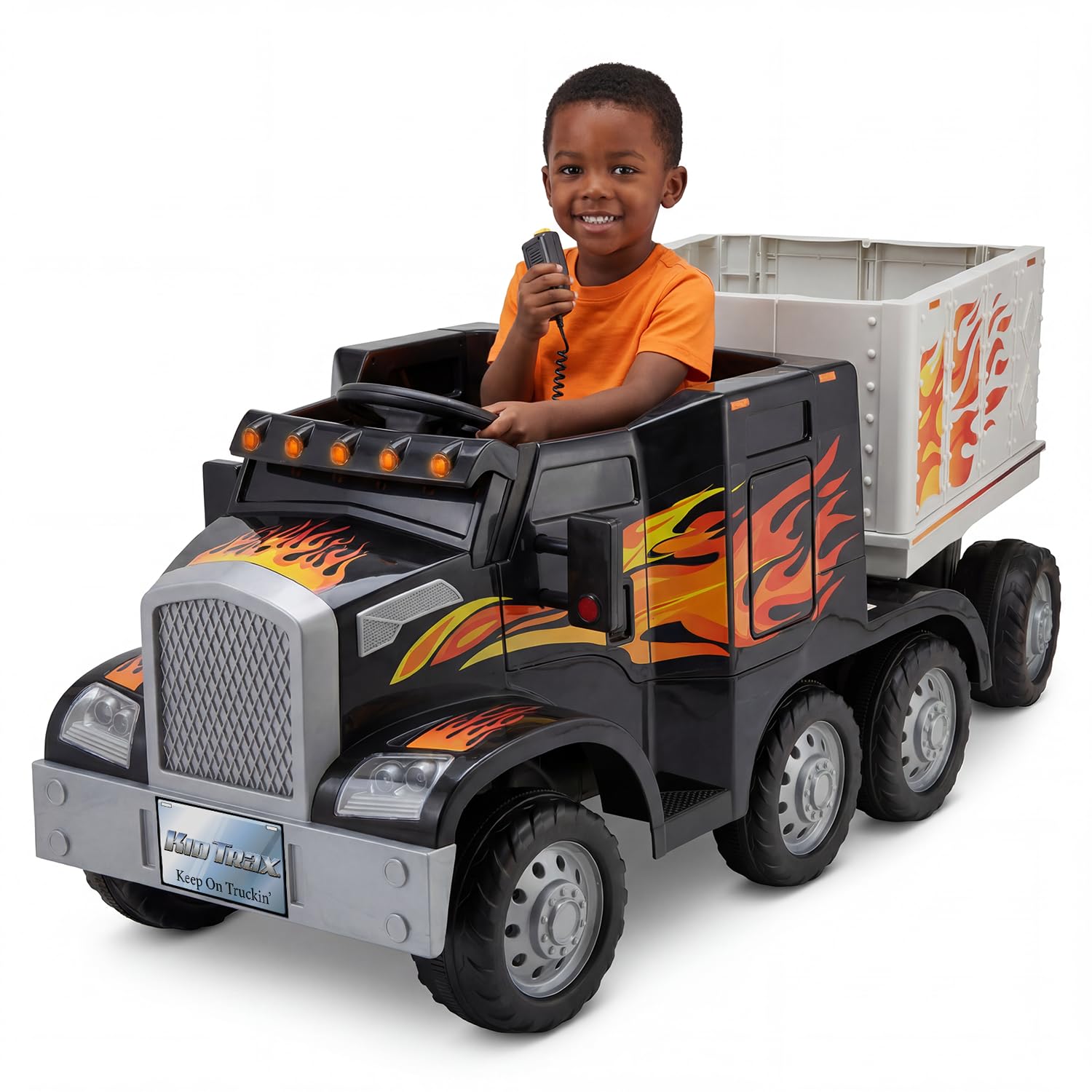 Photo 1 of Kid Trax 12V Semi Truck Ride On Toys w/Detachable Cargo Trailer, Black