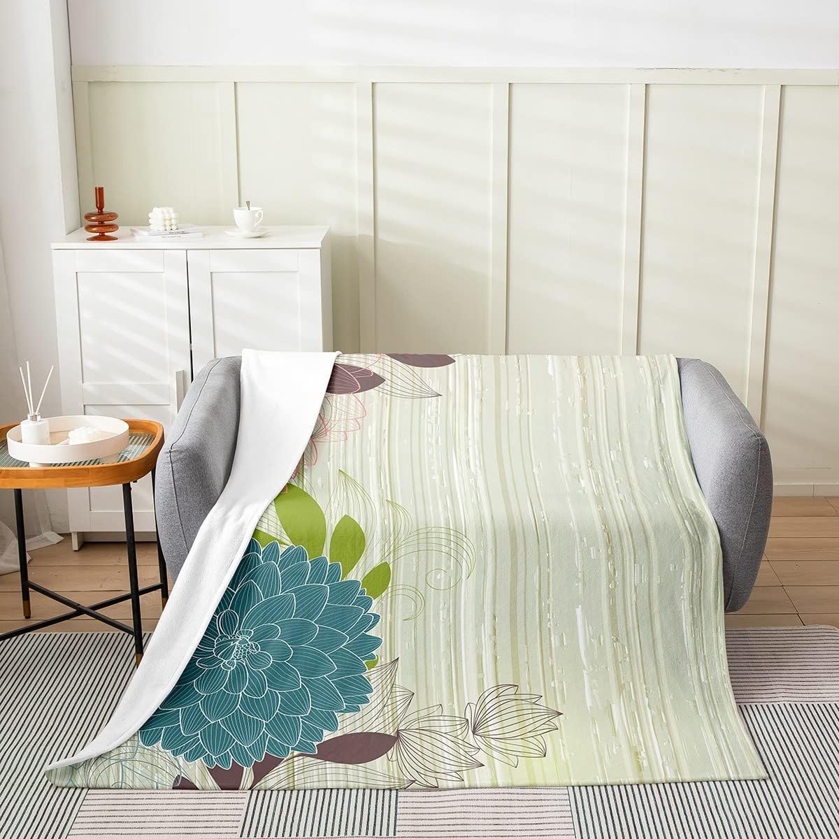 Couverture en polaire douce haut de gamme à motif floral 100x130