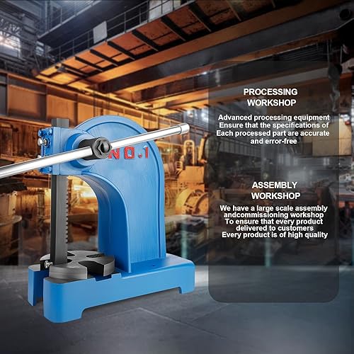 Miniatura 6 de Prensa manual de eje de 1 tonelada, prensa de eje de altura máxima de 5.5 pulgadas, prensa manual de hierro fundido resistente de metal para mesa,