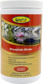 EasyPro Pond Products PF2 Phosphate Binder Binds Phosphates to Maintain Clear Pond Water Safe for Fish and Plants 2 lb Jar
