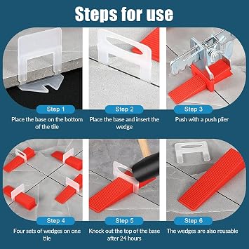 601 pcs Tile Leveling System 3mm 400 pcs Tile Spacer 200 pcs Resuable Wedges 1 Tile Leveling Pliers Tile Spacers and Levellers Tile Levelling System Kit for Wall and Floor Tile Leveling