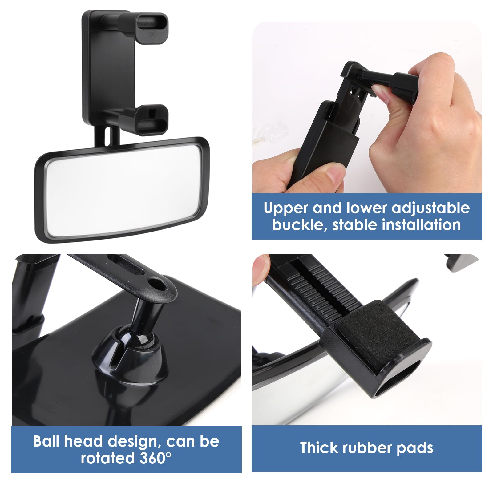 Espejo Coche Bebé, Espejo Retrovisor Bebé Giratorio 360° Con Instalación Sencilla, Espejo Para Coche Bebé Seguro Y Ajustable, Espejo Bebé Coche Para Asiento Trasero