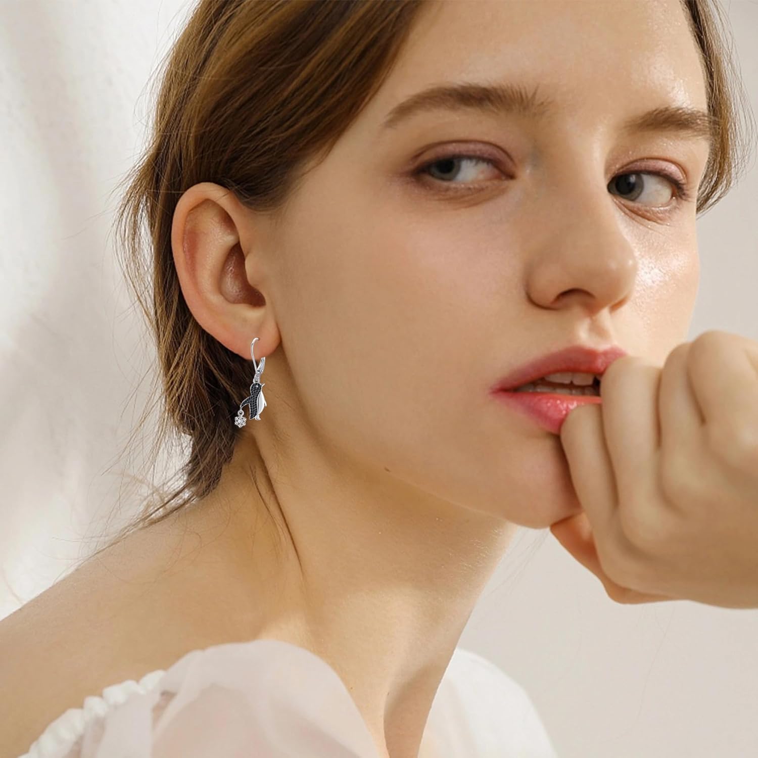 YAFEINI Sterling Silver Penguin Snowflake Earrings - Penguin Jewelry For Women Christmas Gifts