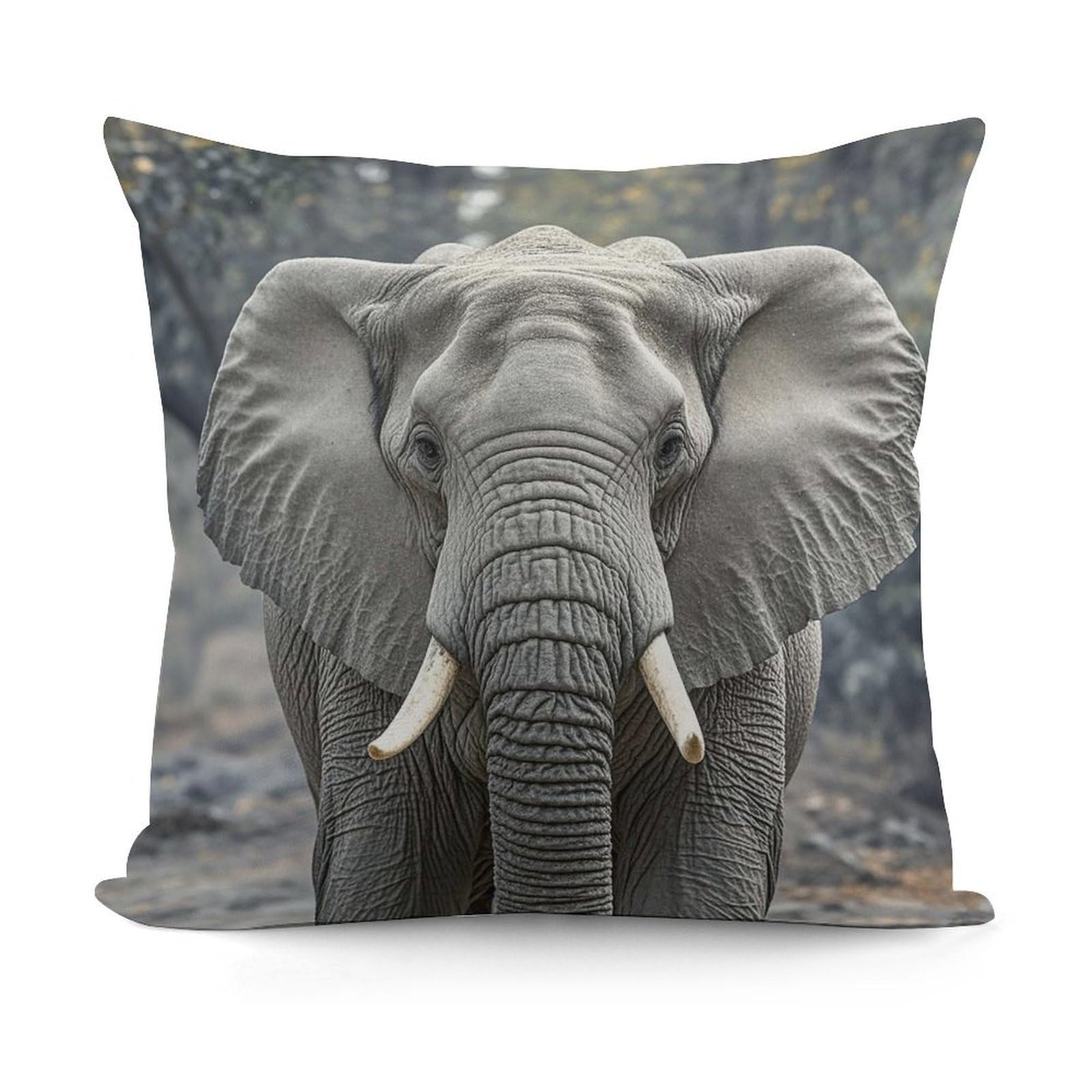 LZQPOEAS Gray Elephant Throw Pillow Cover 18x18 in Breathable Square Pillow Case Cozy Soft Pillowcase Protector Fashion Modern Couch Cushion Case for Living Room Bed Sofa Decor