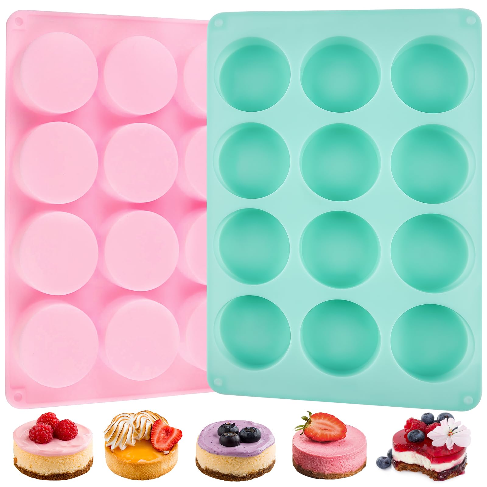 Chocolate Covered Oreo Molds,12 Cavity Silicone Chocolate Cookie Molds Non-Stick Round Baking Molds for Mini Cake, Oreo, Jelly, 2 Pack