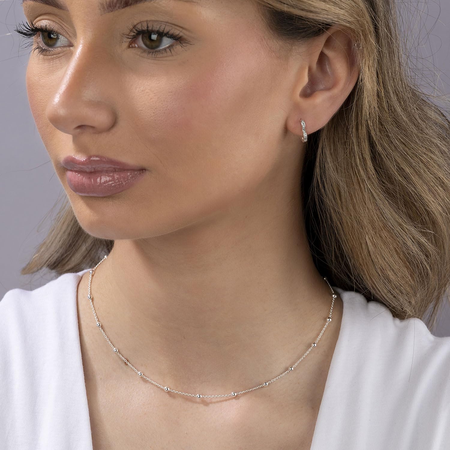 Kugel Halskette Damen 925 Silber 1,3mm mit 3mm Kugeln Silberkette K118 | Hellsilber Kugelkette 40-70cm in Schmuck Verpackung Made in Germany von MATERIA by Matthias Wagner