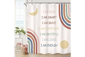 Imirell: Pink Muted Moon Sun Boho Kids Shower Curtain for Girls