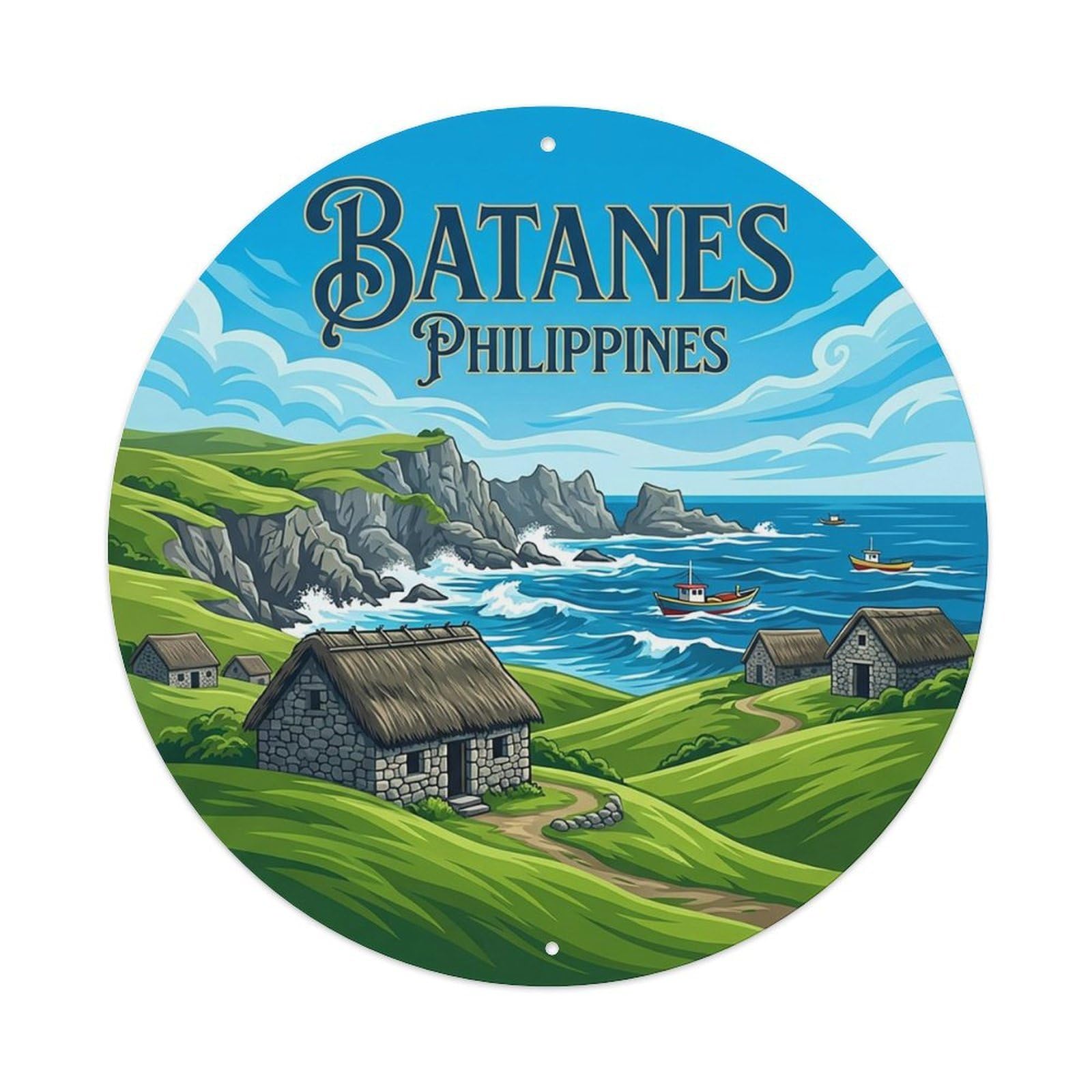 Philippines Vintage Travel Batanes Vintage Metal Tin Sign Plaque Wall Decor for Cafe, Club Bar, Office, Garden Metal Poster 8x8Inch