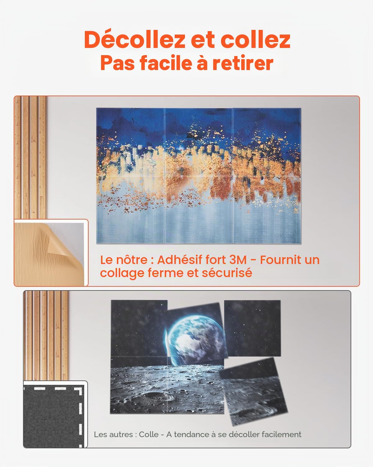 VEVOR Panneau Acoustique, Lot de 6, Mousse Acoustique Mural Autocollant 60x60x1 cm Panneaux Insonorisants Fibre de Polyester, Isolation Phonique Décorative pour Maison, Studio, Bureau, Motif Peinture