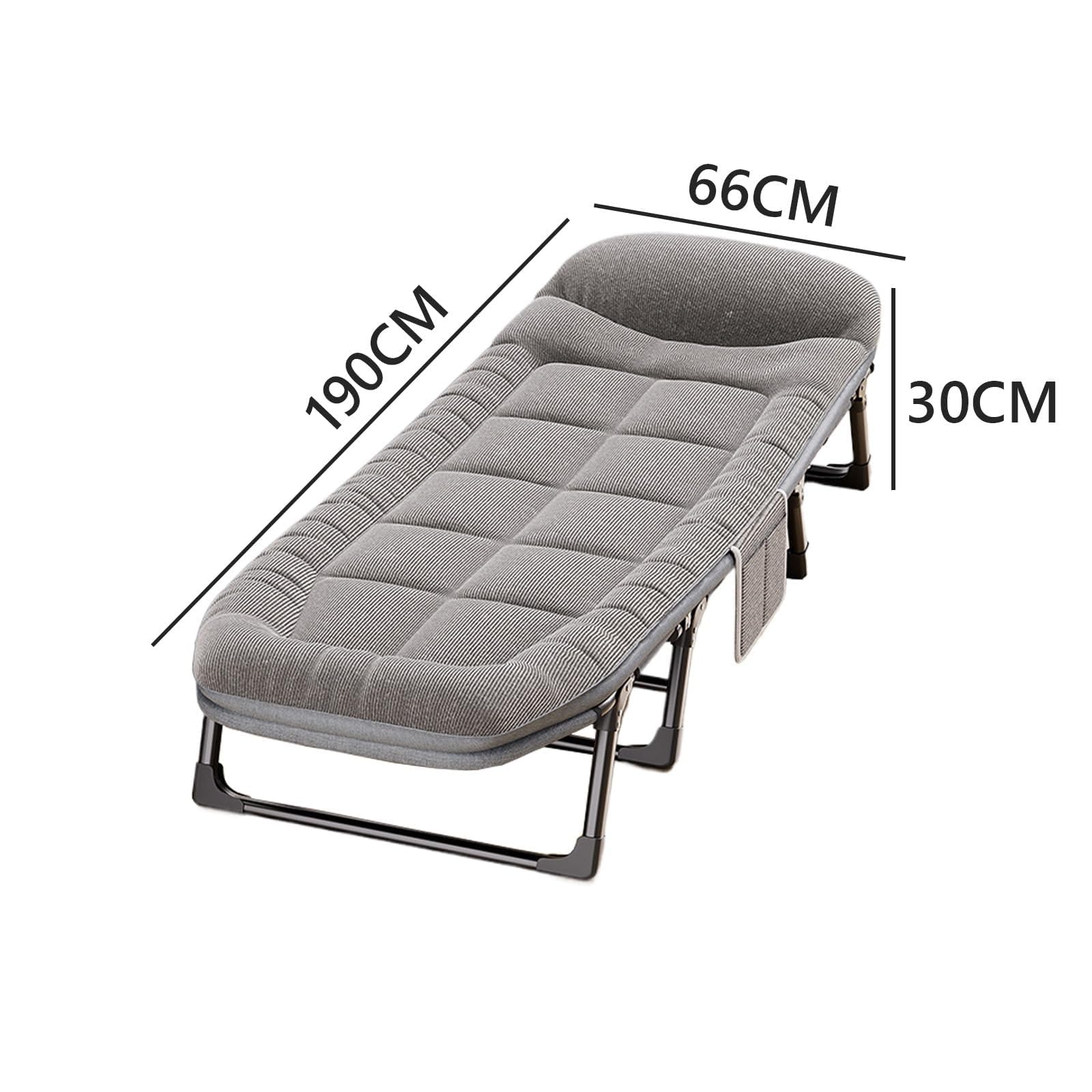 Lit pliant portable avec matelas – Cadre en métal durable pour le camping, le bureau et l'extérieur, tissu en velours côtelé épais, design peu encombrant, installation facile