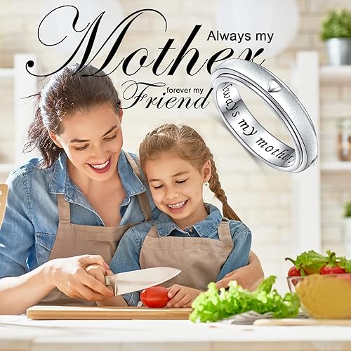 Miniatura 4 de Anillo giratorio de plata de ley 925 para la ansiedad, para mujeres, alivio del estrés, aburrimiento, TDAH, autismo, anillos para mujeres y hombres