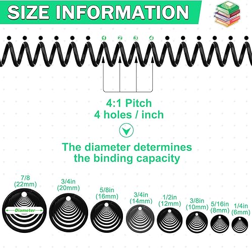 Miniatura 2 de 120 paquete de bobinas de encuadernación en espiral de plástico, anillos de encuadernación en espiral, espinas, bobinas, varillas de encuadernación