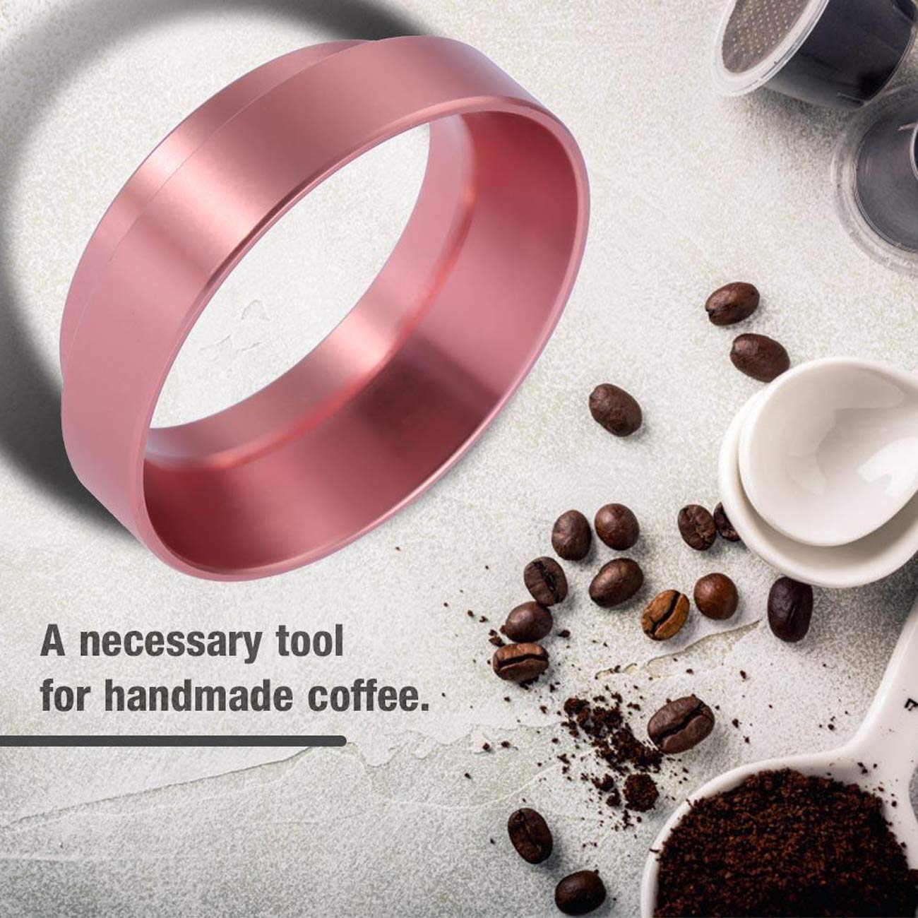2 Pcs Espresso Dosing Funnel Aluminum Coffee Dosing Ring Replacement-for 58mm Portafilters (Red)