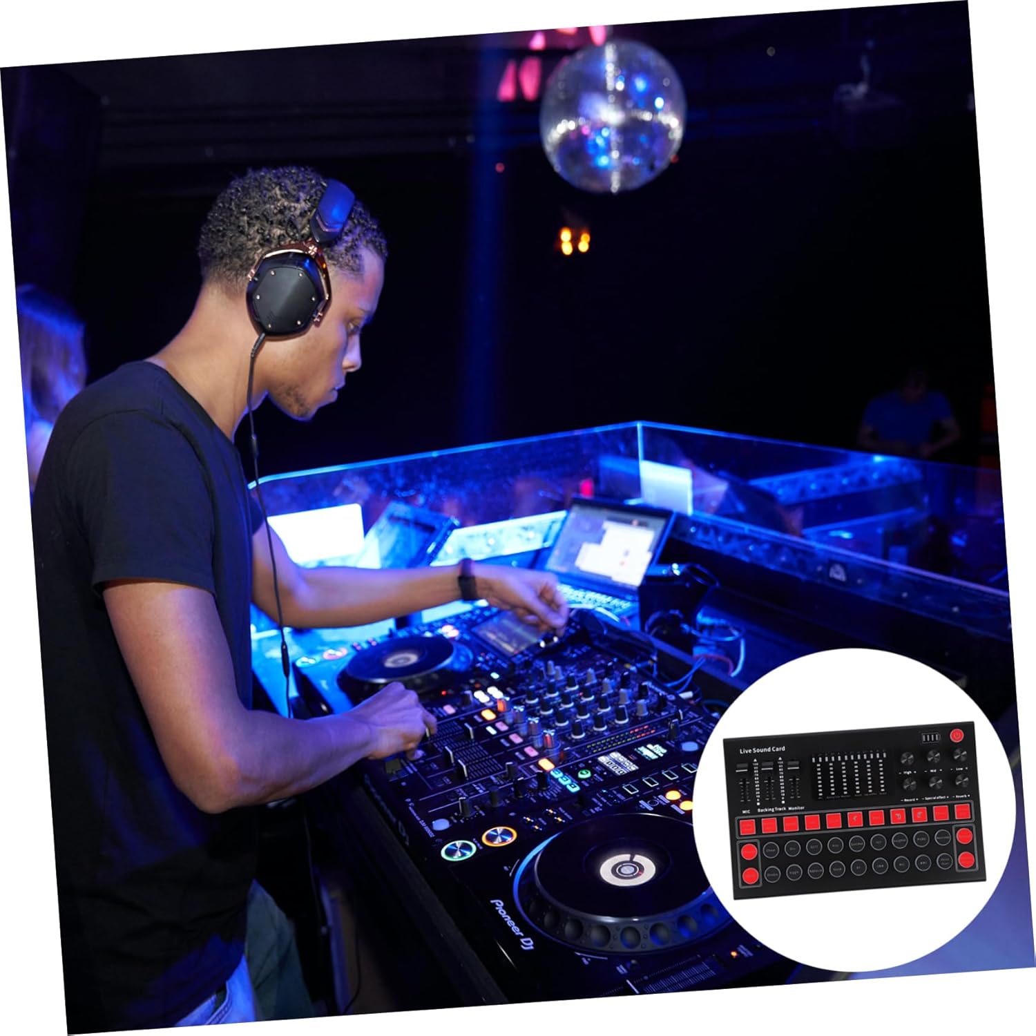 Voice Changer Live Sound Card Audio Mixer Phone Computer Sound Card Singing Effects Voice Changer for Halloween