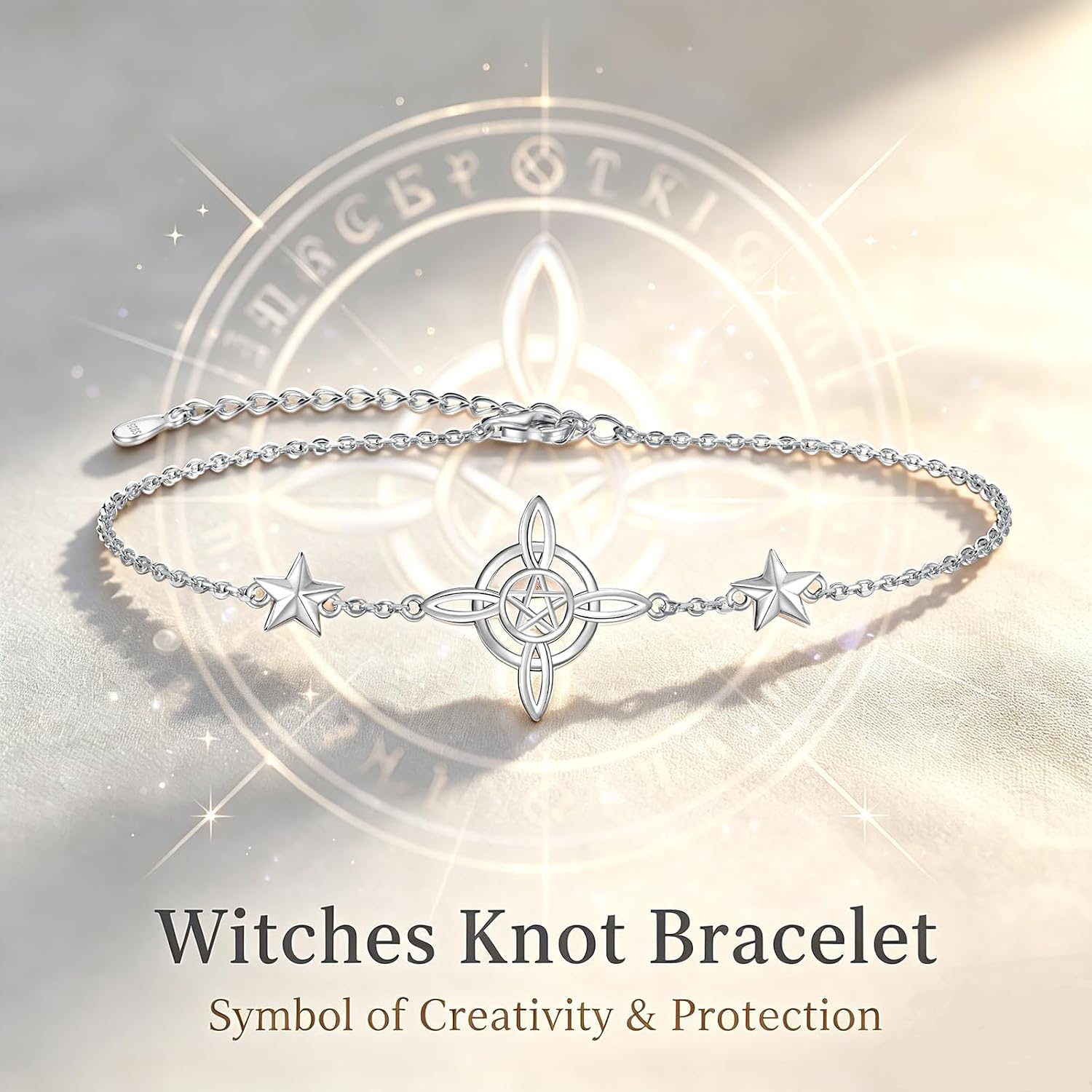 Witches Knot Bracelet for Women - 925 Sterling Silver Good Luck Powerful Witchy Bracelets Witch Jewelry Gifts