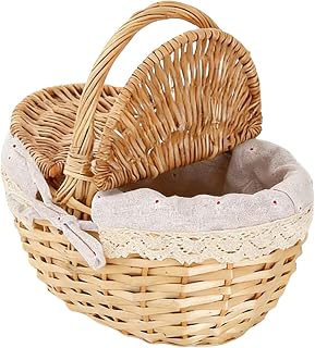 Willow picknickkorg – flätade handhållna korgar med lock, 32 x 25 x 15,5 cm imitation flätning förvaring | lämplig för picknick, vandring och familjesammankomster, med bekvämt handtag för enkel