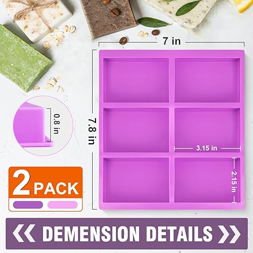 Miniatura 4 de Walfos Juego de 2 moldes de jabón de silicona de grado alimenticio con superficie pulida, fácil de pelar, perfecto para suministros de fabricación