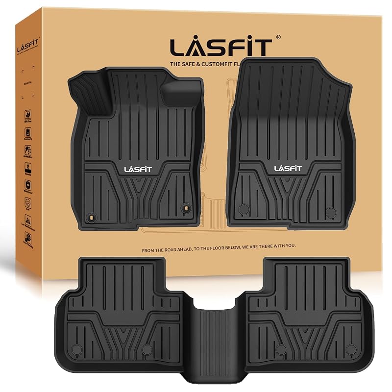 Tapetes automotivos sob medida LASFIT em TPE preto para Honda Civic 2022–2026 e Acura Integra 2023–2026, 1ª e 2ª fileiras
