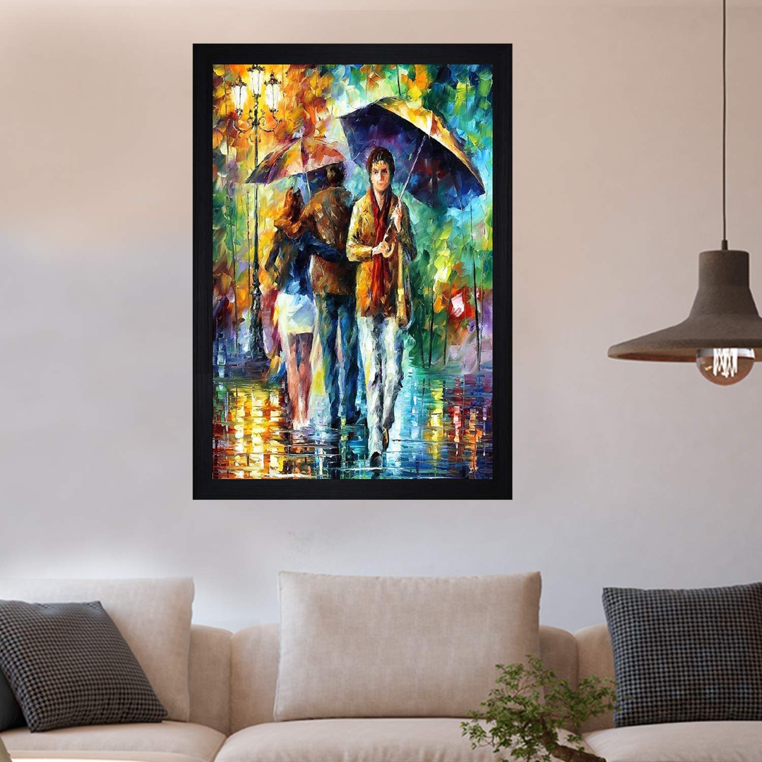 Gallery99Meeting My Ex Leonid Afremov Texture Paper Framed Art Print 19.25 Inches X 13.25 Inches,Perfect for Home Decor, For Living Room, Bed room, Office, Hotel,wall decoration