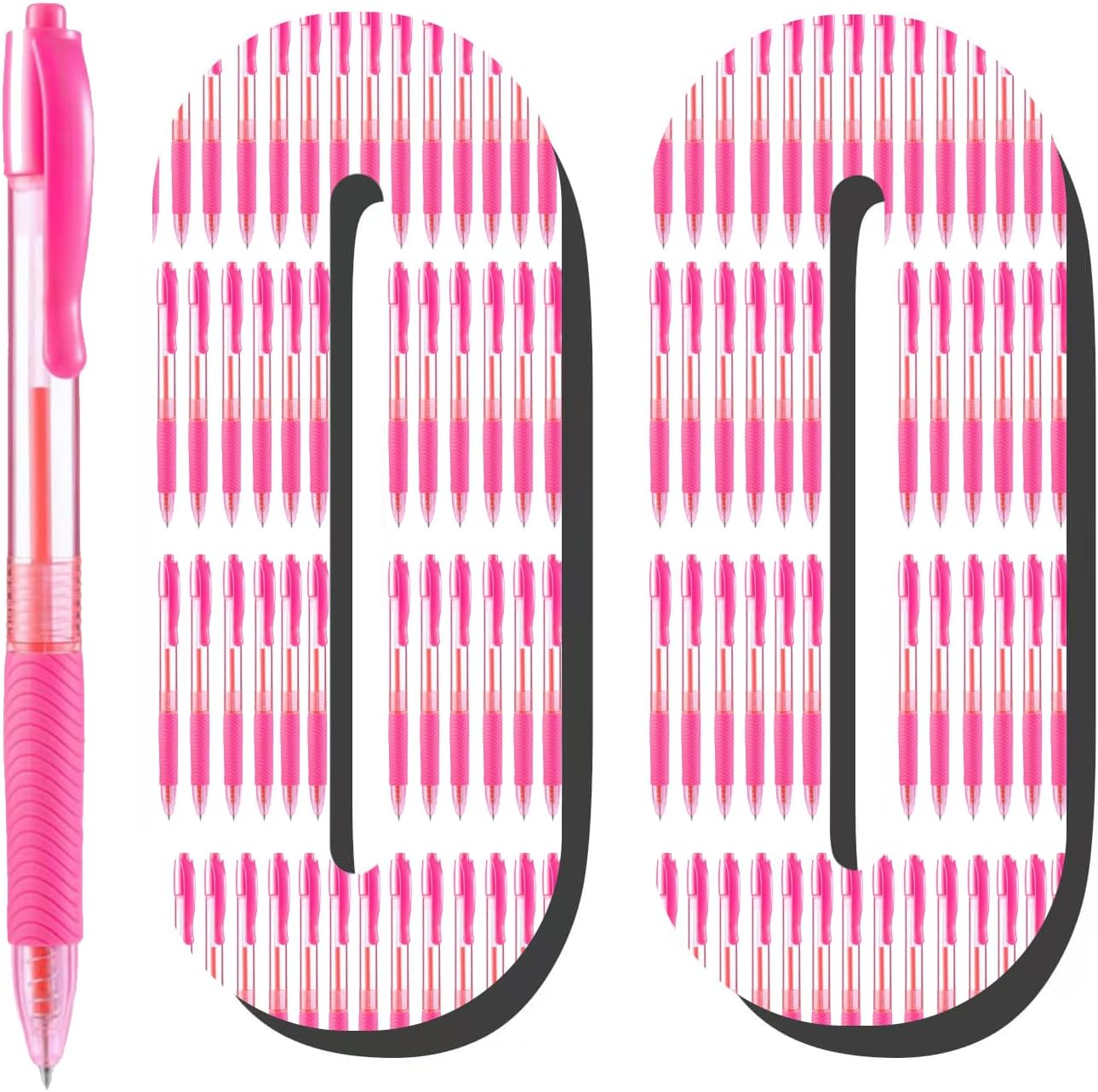 Aozora Pens Bulk 100 Pack Pink Click Pens Retractable Ballpoint Pens Medium Point,Smooth Ink Pen Soft Grip for Journaling School Office Supplies 1.0MM Pink Ink