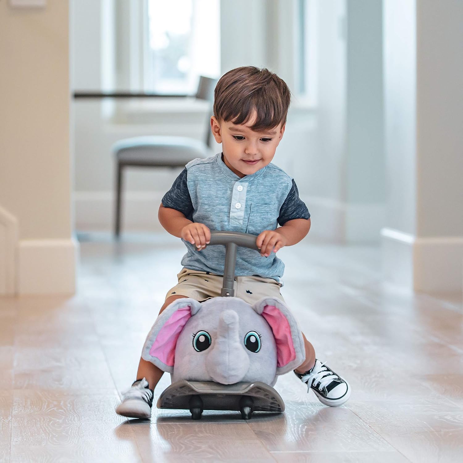 My Buddy Wheels Rock and Roller | Baby Kids Plush Rocking Animal and Ride-on Toy for Toddlers Ages 10 Months to 3 Years (Elephant)
