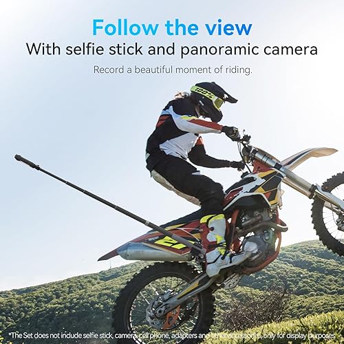 Miniatura 2 de Soporte de abrazadera de doble bola + adaptador para GoPro Insta360 + clip de teléfono, extensión de manillar de motocicleta de bicicleta, soporte