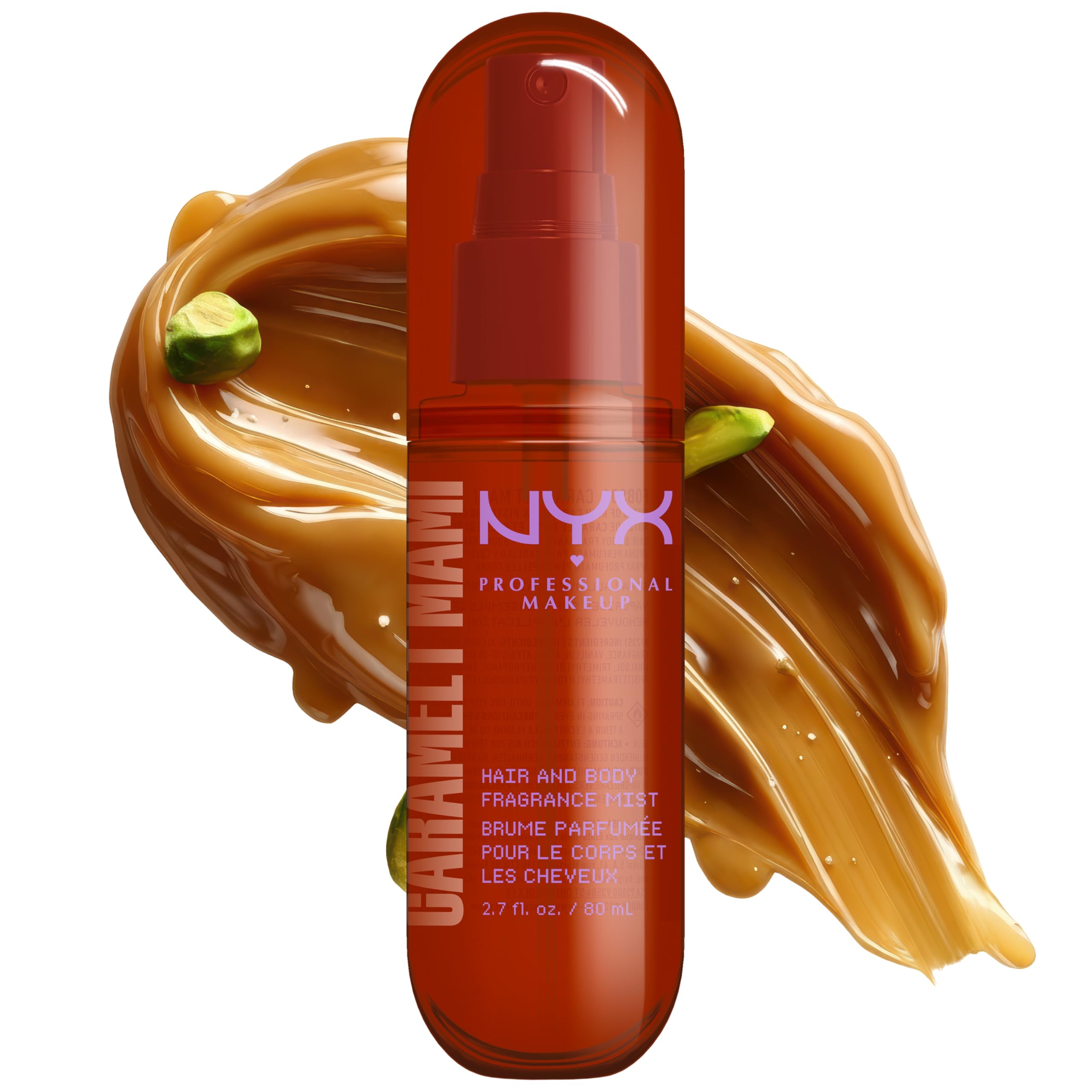 NYX Body Mist, Caramelt Mami Hair & Body Fragrance Spray, Sweet Vanilla & Whipped Cream Scent, Long-Lasting Gourmand Perfume Mist, Vegan & Cruelty-Free