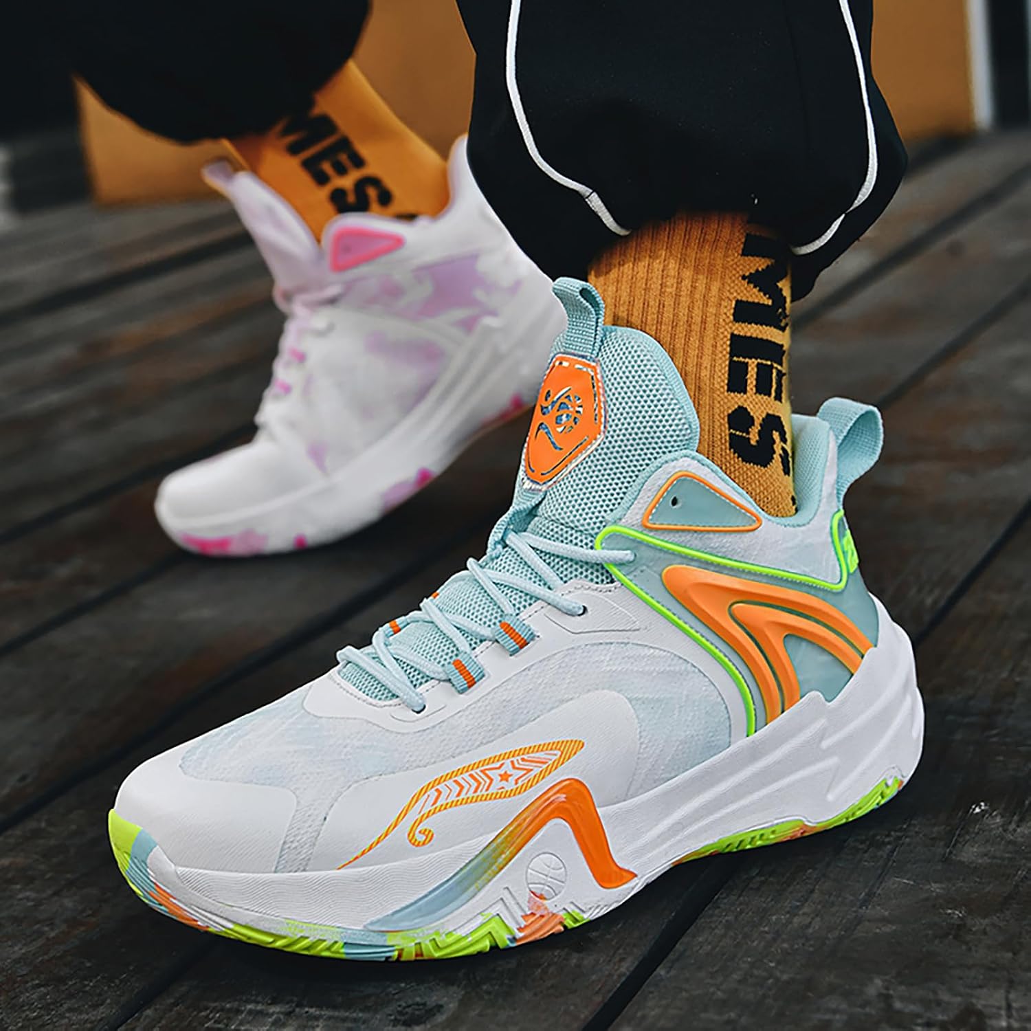 Big Kids Basketball Shoes for Boys and Girls - Comfortable Durable Sneakers, Non-Slip Traction & Vibrant Colors for Sports Training, Indoor/Outdoor Games