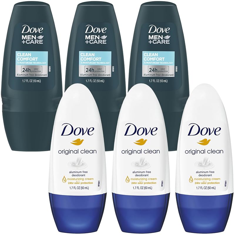 DOVE MEN + CARE Desodorante Roll-On Original Clean e Clean Comfort, Pacote com 6