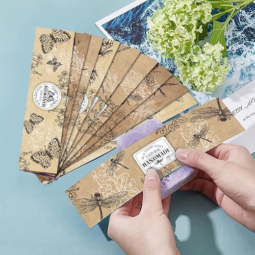 Miniatura 5 de PH PandaHall 90 piezas de papel de embalaje de jabón, 9 estilos de papel de jabón de insectos, etiqueta vertical de papel de estraza para jabón