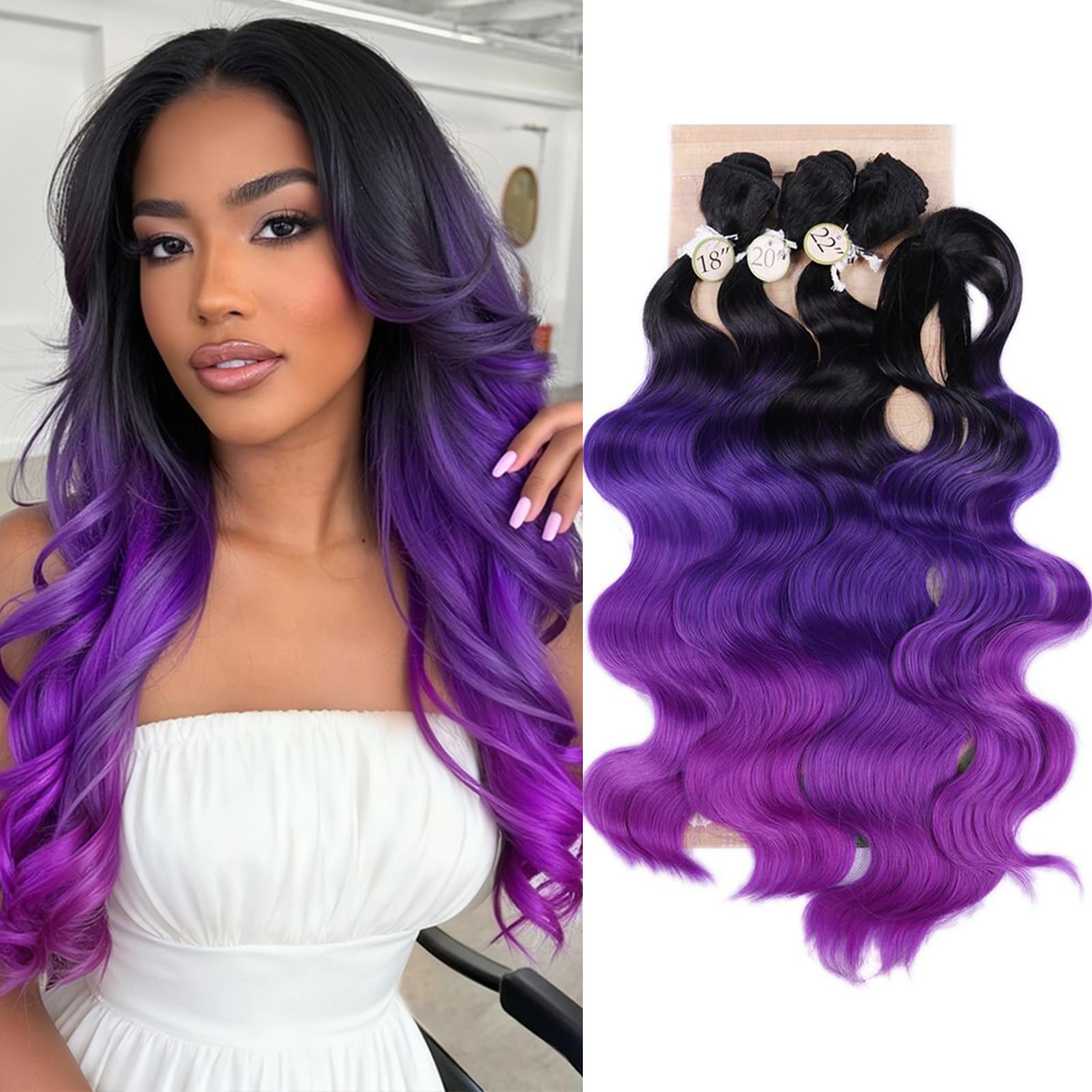 Amazon.com : HANNE Ombre Purple Hair Bundles with Closure 