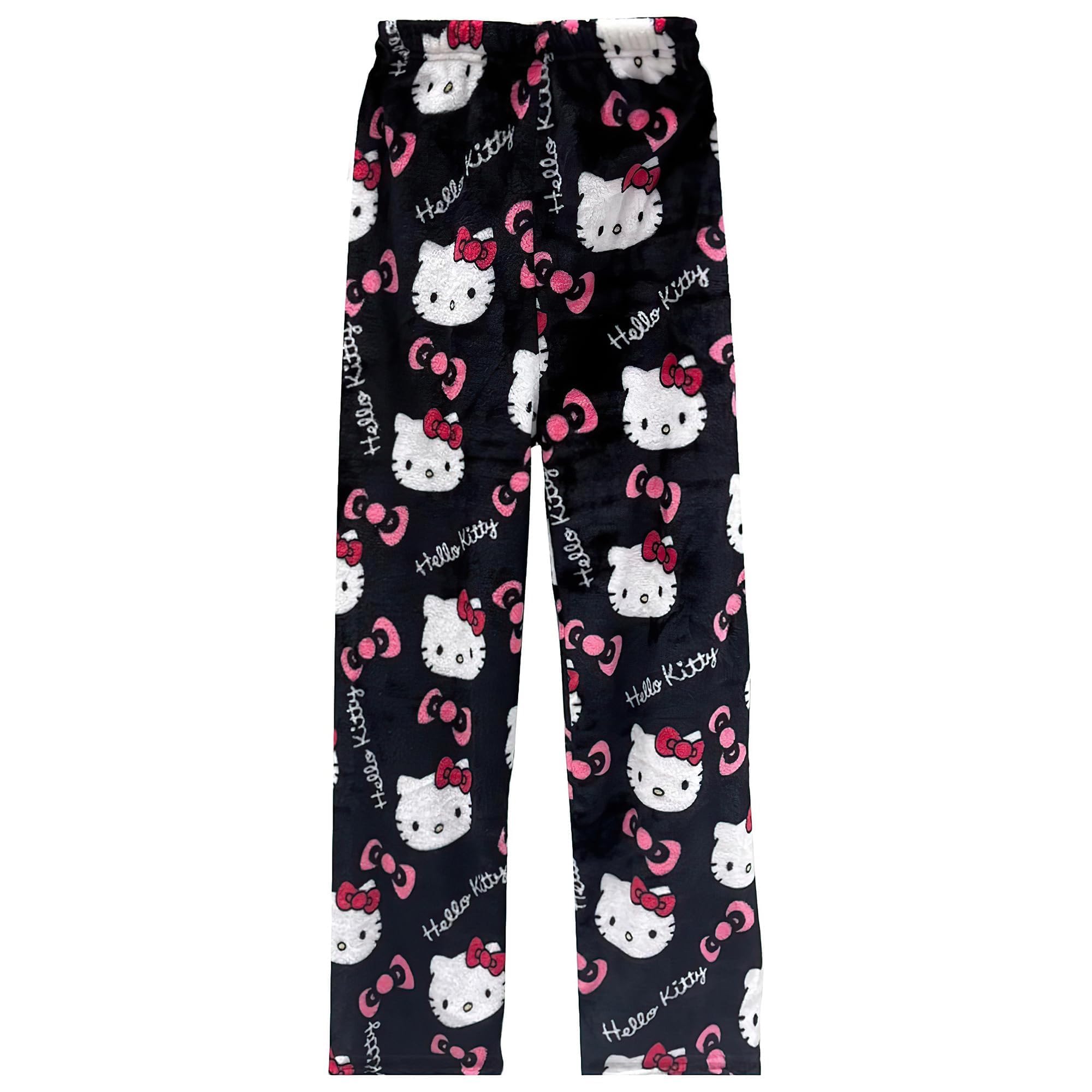 CVKOLOKCartoon Pajamas Pants for Women Girls Cute Cat Print Flannel Sleep Bottoms Halloween Christmas Sleepwear