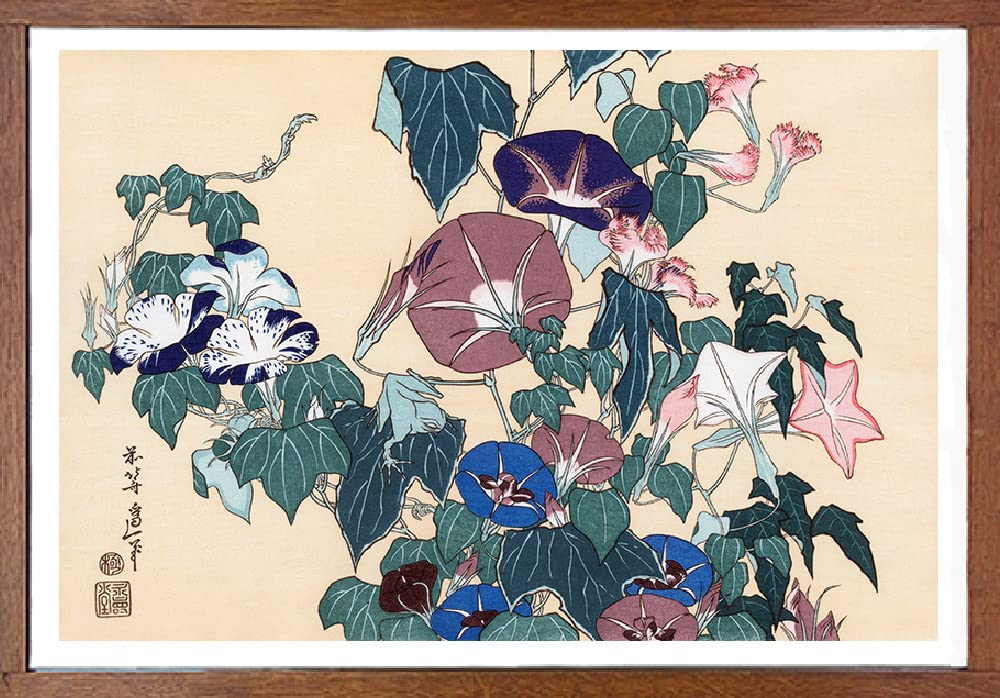 版画作品 茅葺屋根とエンゼルトランペットの咲く頃 （版画作品 茅葺 