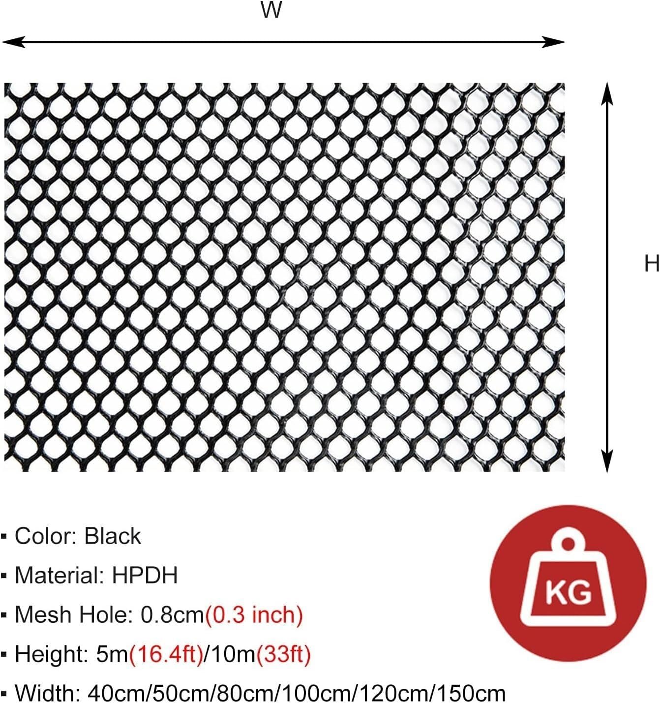 Plastic Chicken Wire Roll Black Safety Poultry Netting Balcony Outdoor Temporary Fence Deer/Rabbit/Chicken/Dog Animal Barrier(1.2x8m/3.94x26ft)