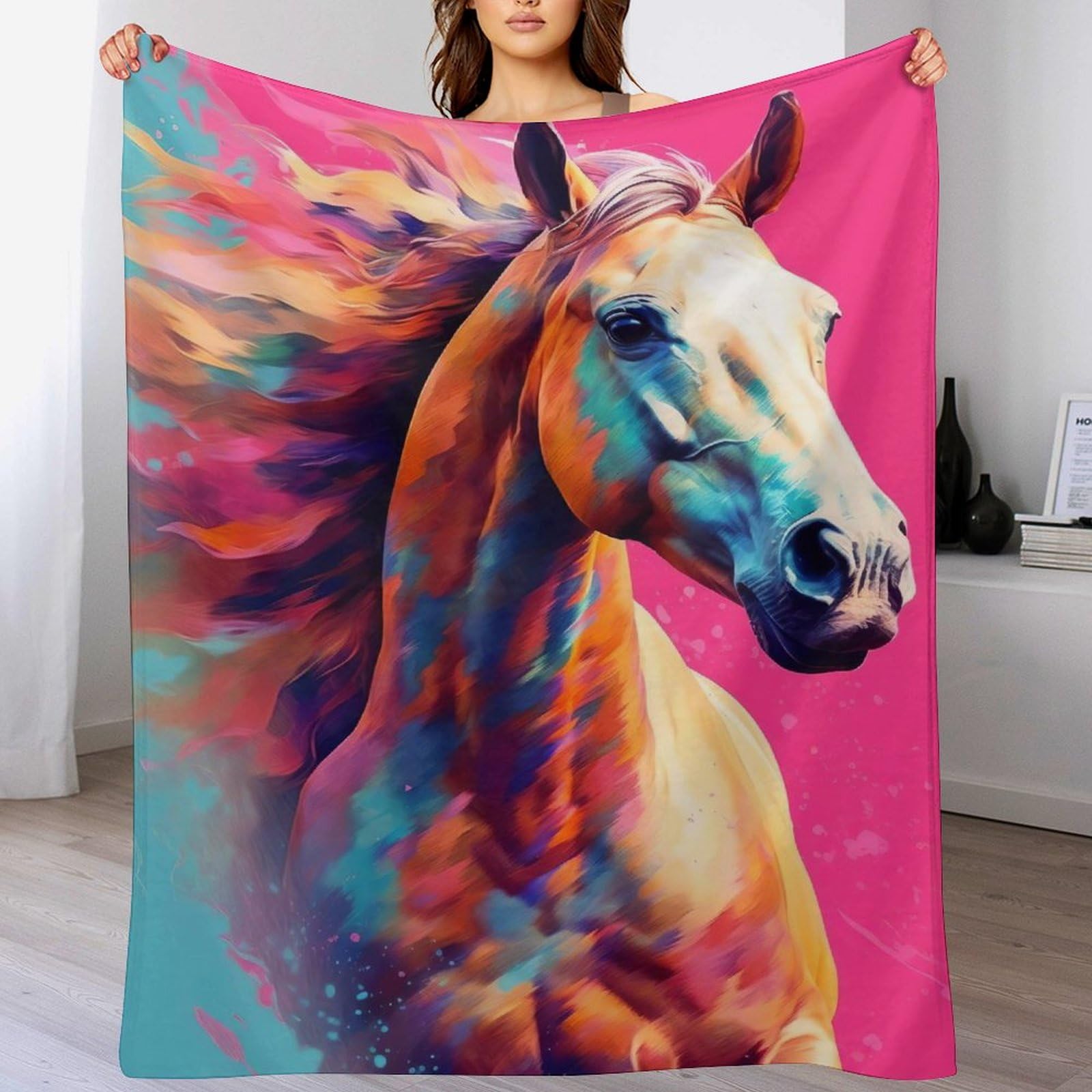 Couverture cheval flanelle douce couverture lit canapé hypoallergénique