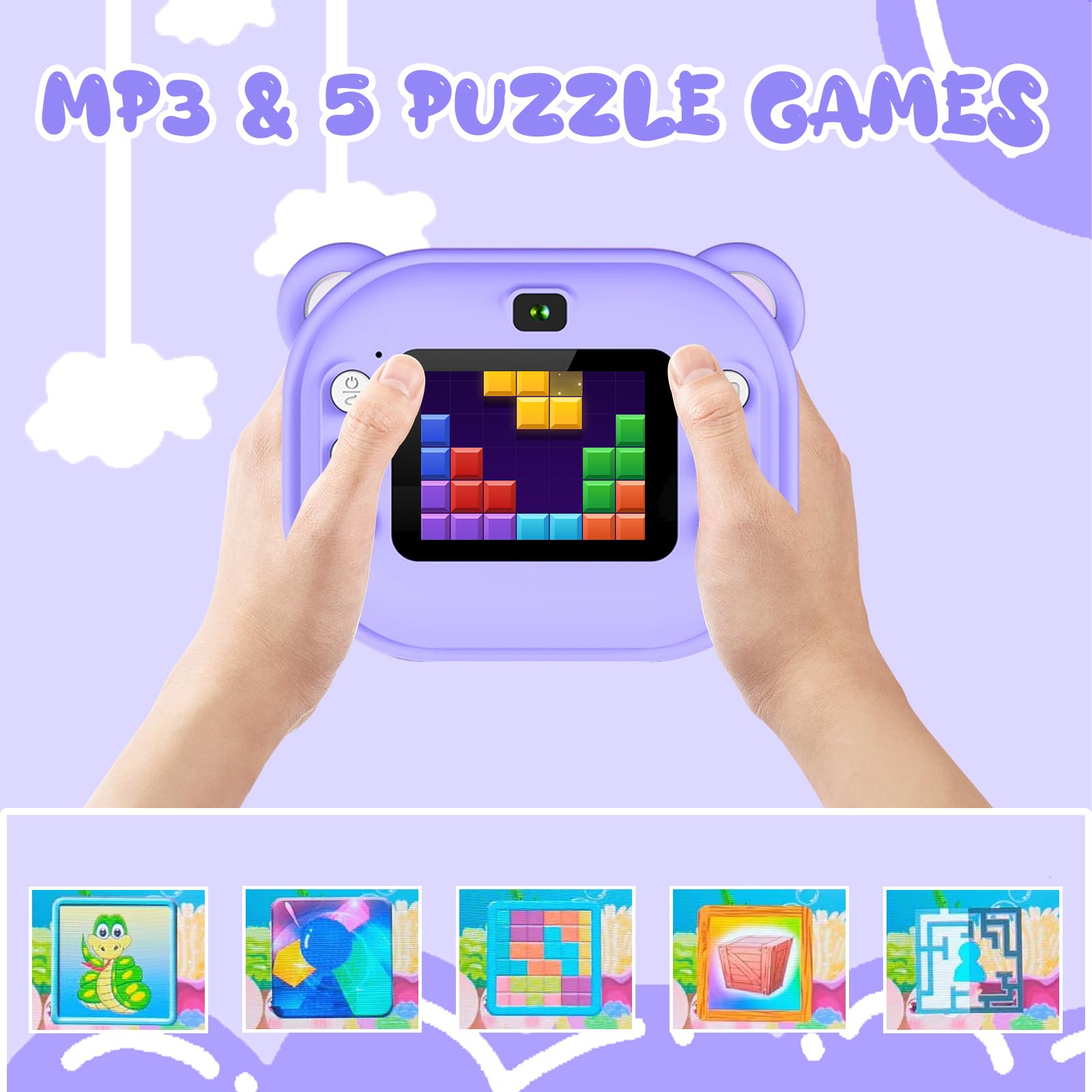 HiMont Appareil Photo Instantané Pour Enfants HD/1080P Avec Carte De 32 Go Et Papier D'impression, Cadeau Amusant Pour Enfants De 3 à 12 Ans