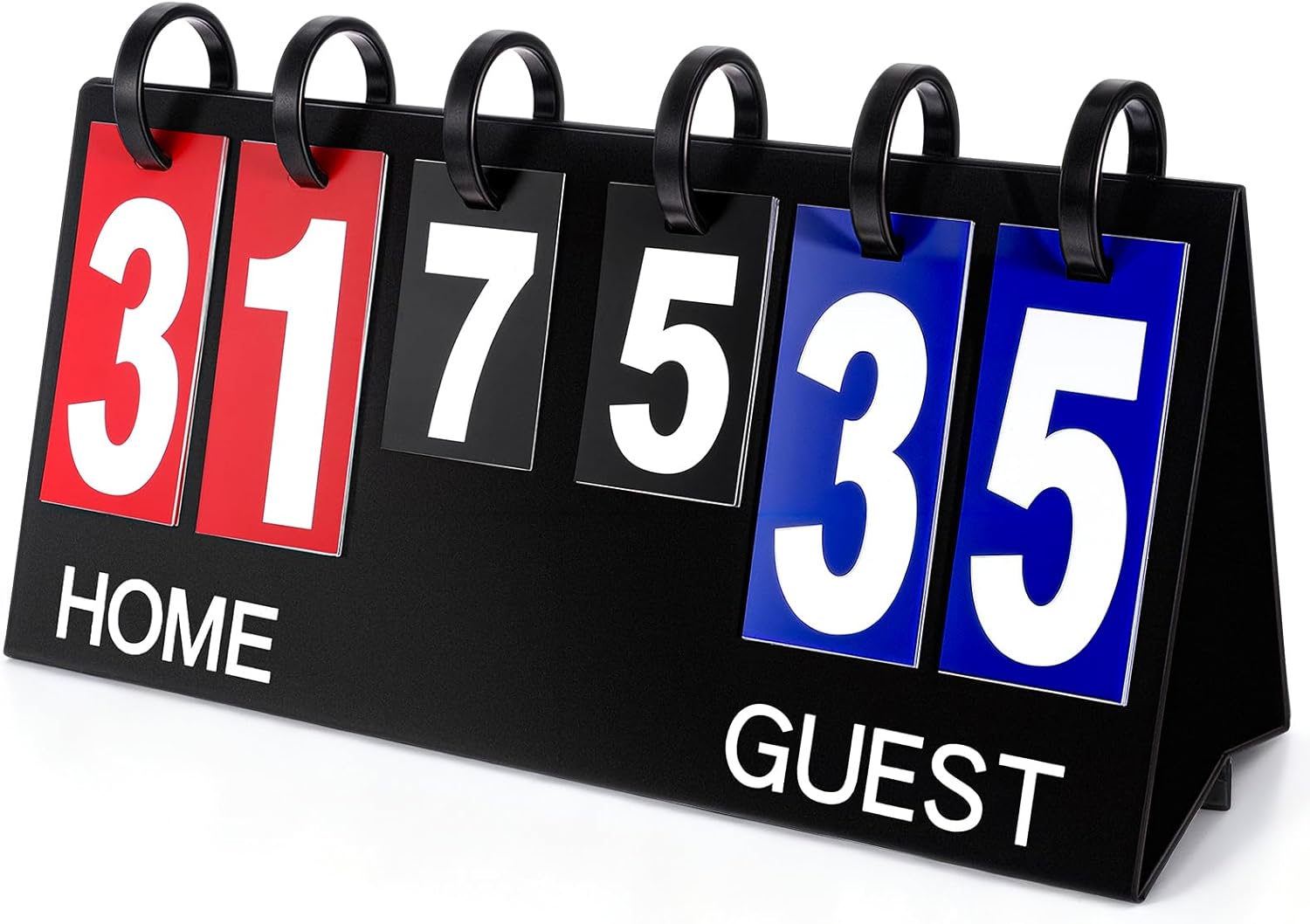 Portable Flip Scoreboard 6 Digits Tabletop Score Flipper Waterproof Flip Score Keeper Multi-Sport Scoreboard Flipper PVC Manual Scorekeeper for Indoor Outdoor Basketball Tennis Volleyball Soccer