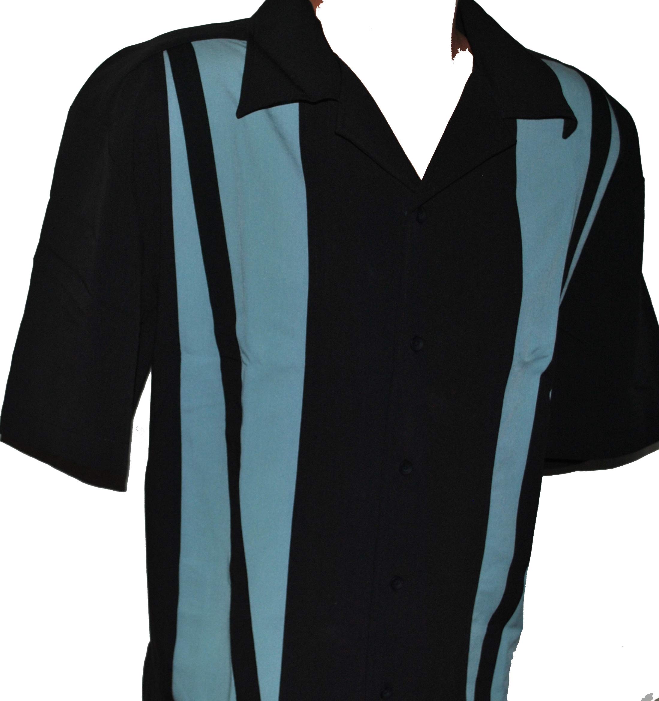 Mens Retro Bowling Shirt, Big & Tall Sizes: Aqua Strike Collection