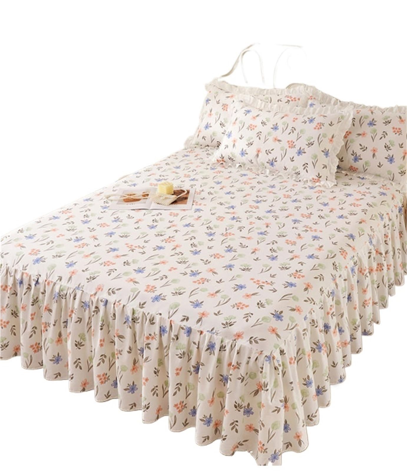1pc Plaid Ruffles Bed Skirt Soft Single Double Queen King Bedspread With Elastic Band At Four Corners(No Pillowcase)(Color2,Double 137x200cm 1pc)