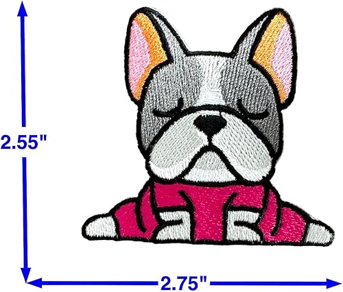 Miniatura 4 de PLpatch - Logotipo de dibujos animados para perro, bulldog francés, cachorro, mascota, lindo logotipo 1 para coser con apliques bordados, insignia,