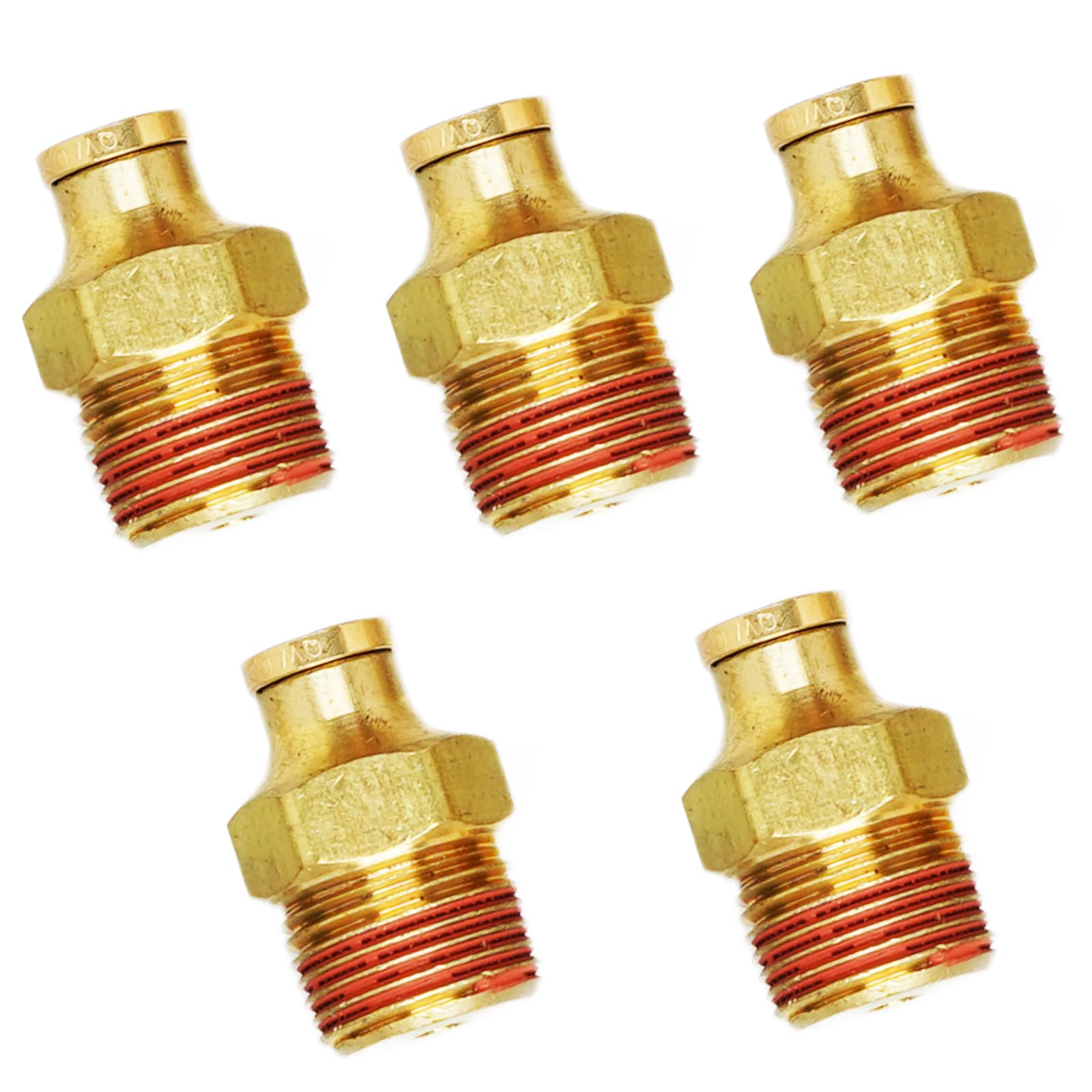 SXITHGKDW Push to Connect Fittings, 1/4" Tube OD x 3/8" NPT Male Brass DOT Air Fittings, Air Line Fittings, Air Hose Fittings Air Compressor Quick Connect Fittings, Brake Line Fittings, 5pcs