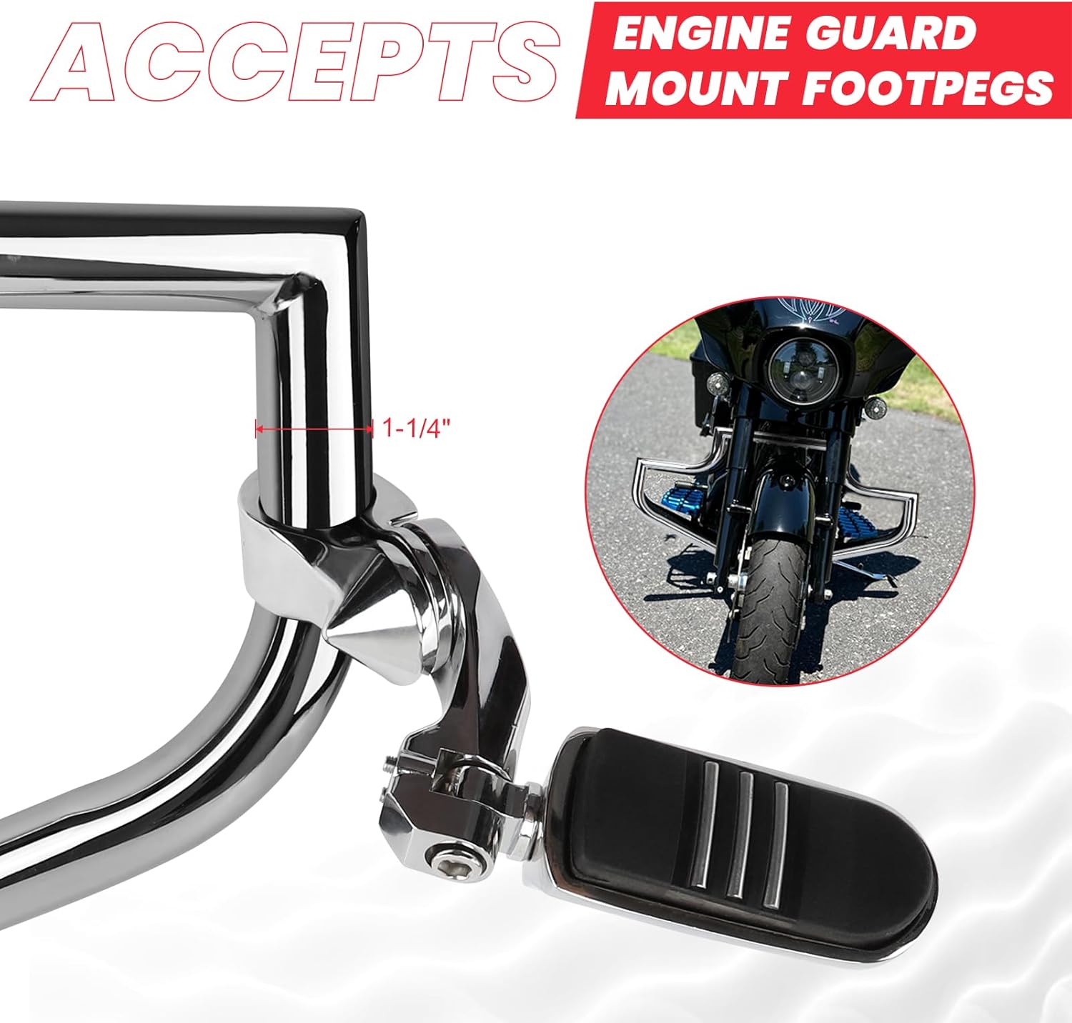 2009-2025 Chrome Touring Engine Guard Crash Bar Compatible with Harley Davidson Street Glide Road King Electra Trike Models Muscle Motorcycle Bumper