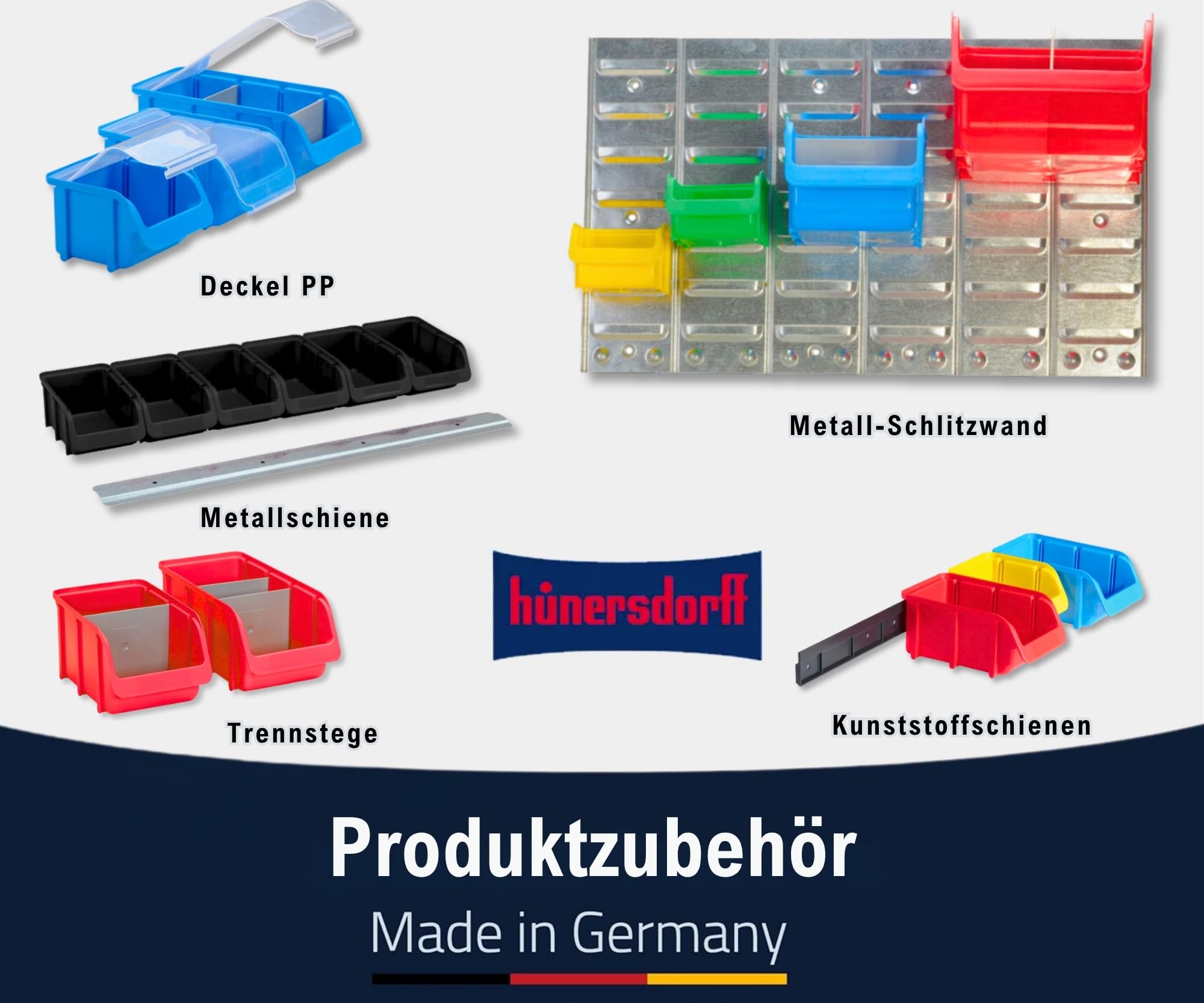 hünersdorff Set 24 tiroirs de rangement empilables, Boîtes de rangement, Rangement d'outils, haute stabilité dimensionnelle et capacité de charge, en polypropylène (PP), taille 2, rouge